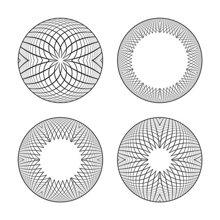 Set of Abstract Circle Spherical Design Elements. 3D Illusion Effect. Vector Art.のイラスト素材