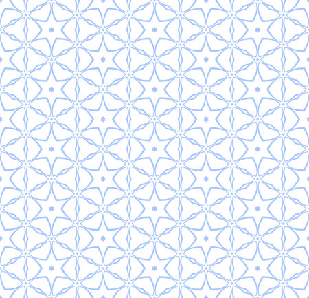 Abstract Seamless Geometric Stars and Hexagons Light Blue Pattern. Vector Art.のイラスト素材