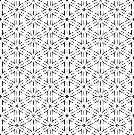 Abstract Seamless Hexagons and Triangles Pattern. Black and White Texture. Vector Art.のイラスト素材