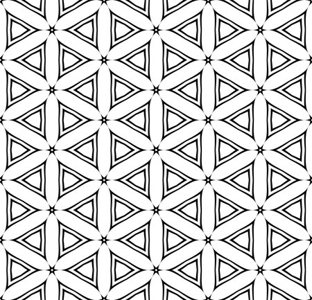 Abstract Seamless Hexagons and Triangles Pattern. Black and White Texture. Vector Art.のイラスト素材