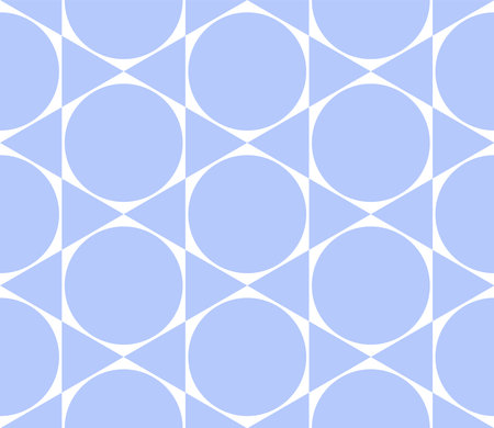 Abstract Seamless Geometric Hexagons Triangles and Circles Light Blue Pattern. Vector Art.のイラスト素材