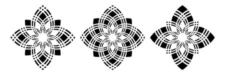 Set of Abstract Radial Floral Patterns. Decorative Design Elements. Vector Art.のイラスト素材