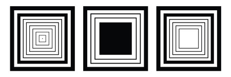 Set of Abstract Geometric Square Black and White Design Elements. Vector Art.のイラスト素材