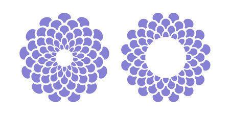 Abstract Flower Icons. Radial Circle Patterns. Design Elements Set. Vector Art.のイラスト素材