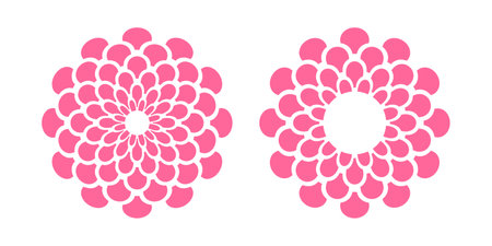 Abstract Flower Icons. Radial Circle Patterns. Design Elements Set. Vector Art.のイラスト素材