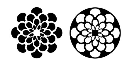 Abstract Flower Icons. Radial Circle Patterns. Design Elements Set. Vector Art.のイラスト素材