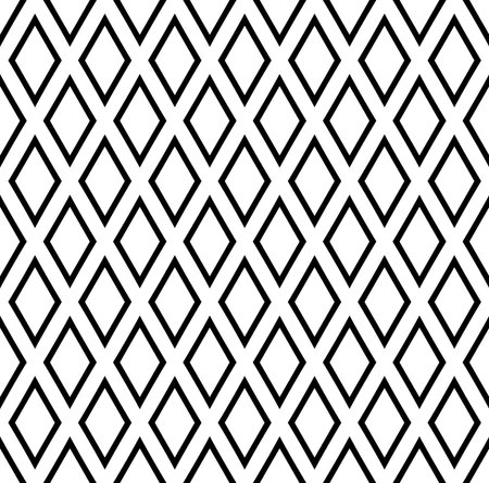 Abstract Seamless Geometric Diamonds Black and White Pattern. Vector Art.のイラスト素材