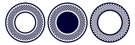 Set of Abstract Decorative Radial Circle Patterns. Vector Art.のイラスト素材