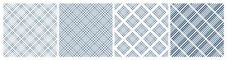Set of Seamless Geometric Checked, Dots and Striped Patterns. Vector Art.のイラスト素材