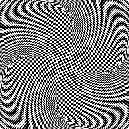 Abstract Op Art Pattern with Whirl Movement Illusion Effect. Vector Illustration.のイラスト素材