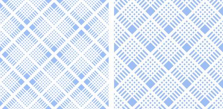 Set of Abstract Seamless Geometric Checked Light Blue Patterns. Vector Art.のイラスト素材