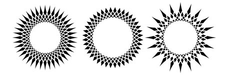 Set of Radial Circle Patterns for Decorative Round Frames. Vector Art.のイラスト素材
