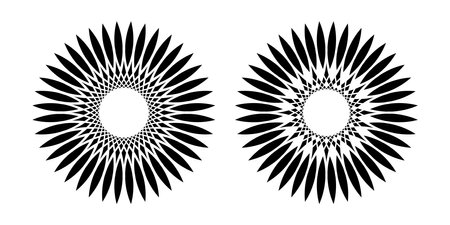 Set of Abstract Flowers. Decorative Radial Floral Patterns. Vector Art.のイラスト素材