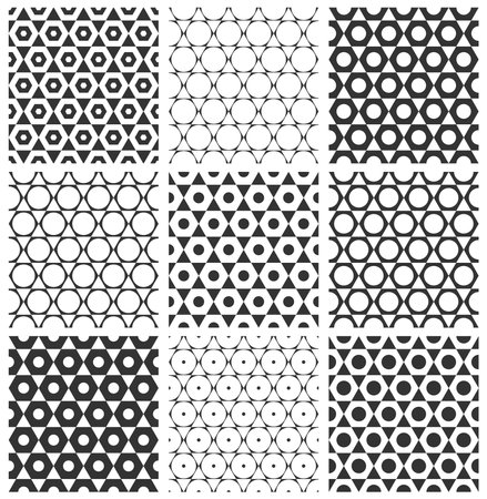 Set of Seamless Geometric Hexagons Patterns. Vector Art.のイラスト素材