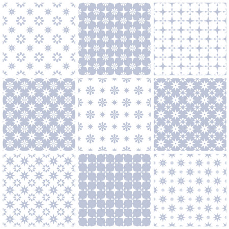 Set of Seamless Geometric Floral Patterns. Vector Art.のイラスト素材