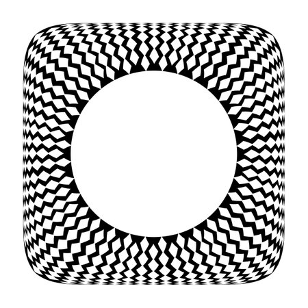 Abstract Radial Convex Pattern for Decorative Circle in Square Frame. 3D Illusion. Vector Art.のイラスト素材