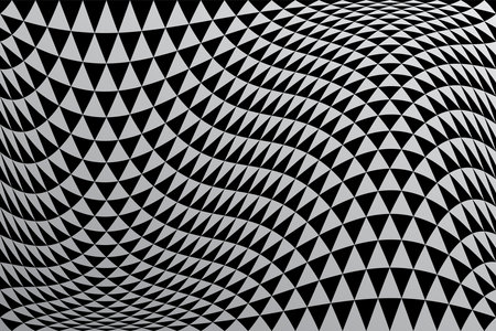 Abstract Triangles Pattern and Wavy Textured Background with 3D Illusion and Twisting Effect. Vector Art.のイラスト素材