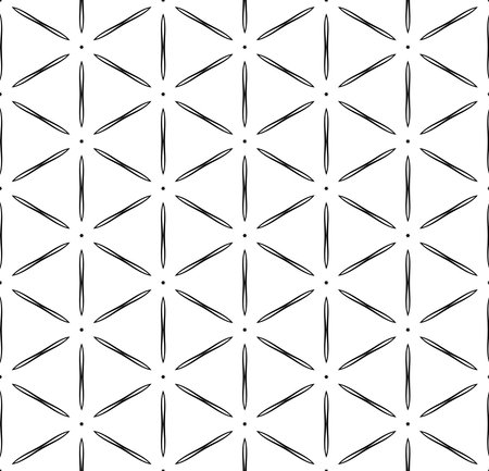 Abstract Seamless Hexagons and Triangles Pattern. Black and White Texture. Vector Art.のイラスト素材