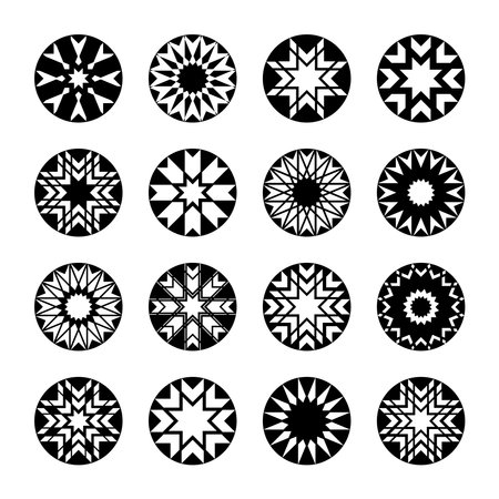Circle Radial Design Elements. Abstract Icons Set. Vector Art.のイラスト素材