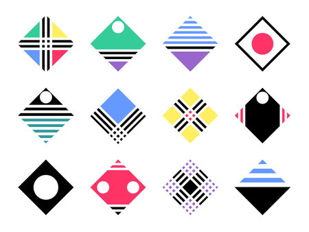 Square Design Elements. Abstract Geometric Icons Set. Vector Art.のイラスト素材
