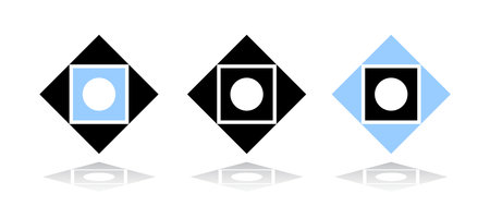 Set of Square Black and Blue Elements for Logo Design. Abstract Icons. Vector Art.のイラスト素材