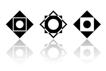 Set of Square Black and White Elements for Logo Design. Abstract Icons. Vector Art.のイラスト素材