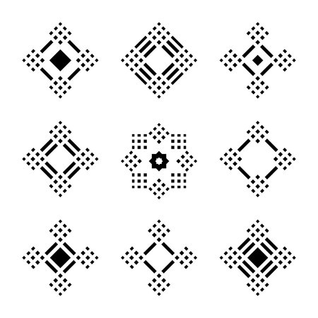 Design Elements Set. Abstract Geometric Dots and Squares Patterns. Vector Art.のイラスト素材