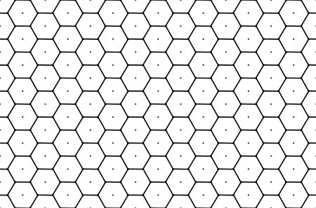 Seamless Geometric Black and White Hexagons Pattern with Honeycomb Structure. Vector Art.のイラスト素材