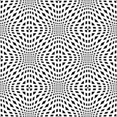 Abstract Seamless Geometric Op Art Black and White Pattern. Vector Illustration.のイラスト素材