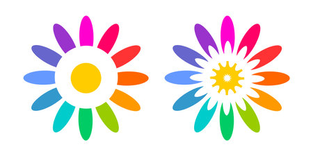 Set of Colorful Flower Icons. Elements for Design. Vector Art.のイラスト素材