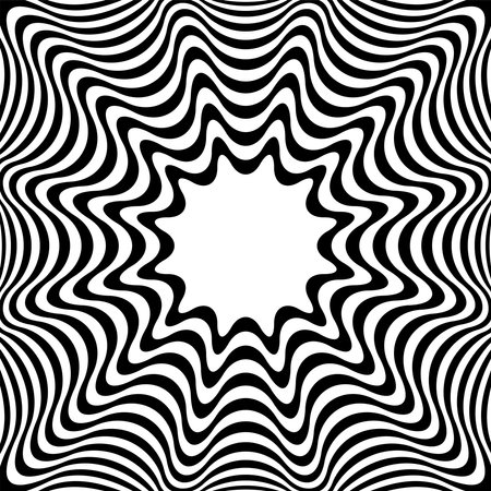 Abstract Op Art Wavy Lines Pattern with 3D Illusion Effect. Vector Illustration.のイラスト素材