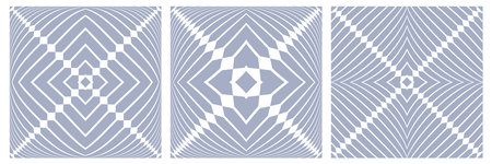 Set of Abstract Square Patterns with 3D Illusion Effect. Vector Art.のイラスト素材