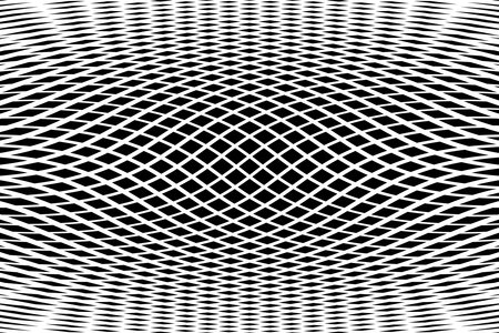 Op Art Wavy Lines Pattern. Abstract Black and White Textured Background. Vector Illustration.のイラスト素材