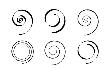 Set of Spiral Design Elements. Abstract Swirl Icons. Vector Art.のイラスト素材