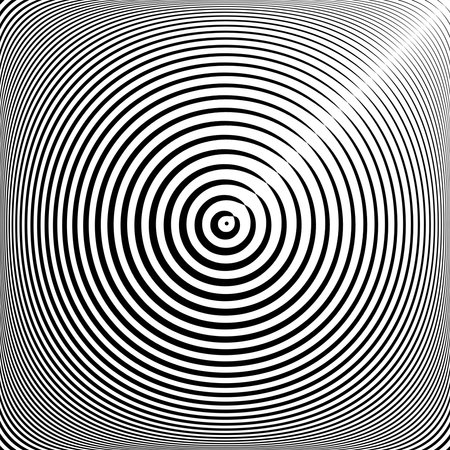 Concentric Circles Pattern with 3D Illusion Effect. Abstract Geometric Textured Background. Vector Art.のイラスト素材