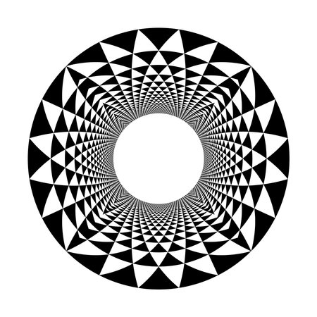 Abstract Decorative Geometric Circle Op Art Black and White Pattern. Vector Art.のイラスト素材