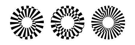 Set of Abstract Rotating Circular Black and White Design Elements. Vector Art.のイラスト素材