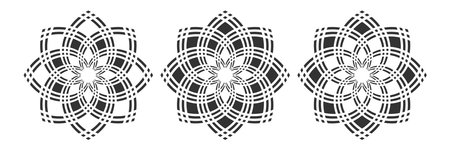 Set of Abstract Radial Floral Patterns. Decorative Design Elements. Vector Art.のイラスト素材