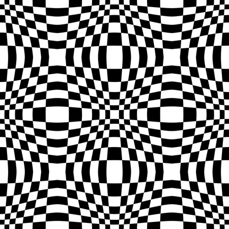 Abstract Seamless Geometric Op Art Black and White Pattern. 3D illusion. Convex and Concave Texture. Vector Illustration.のイラスト素材