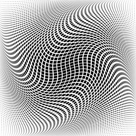Abstract Black and White Op Art Design. Illusion of Twisting Rotation Torsion Movement. 3D Texture Vector Illustration.のイラスト素材