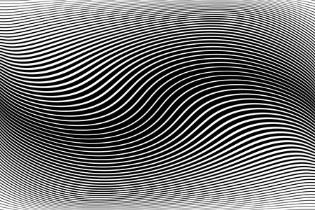 Abstract Black and White Wavy Lines Textured Background with 3D Illusion and Twisting Movement Effect. Vector Art.のイラスト素材
