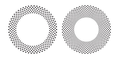 Dots Patterns for Decorative Round Frames. Set of Circular Design Elements. Vector Art.のイラスト素材