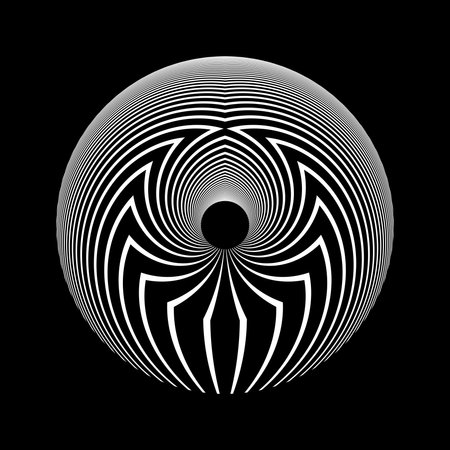 Abstract Circle Convex White Design Element with 3D Illusion Effect on Black Background. Vector Art.のイラスト素材
