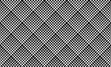 Abstract Seamless Geometric Checked Halftone Pattern. Black and White Textured Background. Vector Art.のイラスト素材