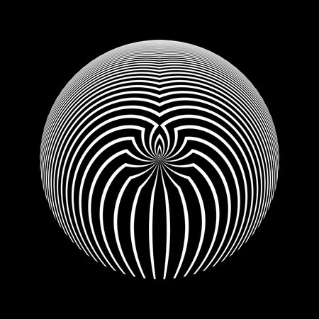 Abstract Circle  White Design Element with 3D Illusion Effect on Black Background. Vector Art.のイラスト素材