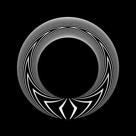 Abstract Circle White Design Element with 3D Illusion Effect on Black Background. Vector Art.のイラスト素材