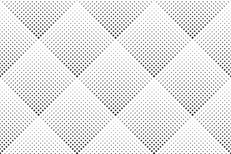 Abstract Seamless Geometric Checked Dots and Dashes Halftone Pattern. White Textured Background. Vector Art.のイラスト素材