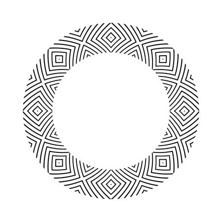 Abstract Geometric Radial Circle Pattern for Decorative Round Frame. Vector Art.のイラスト素材
