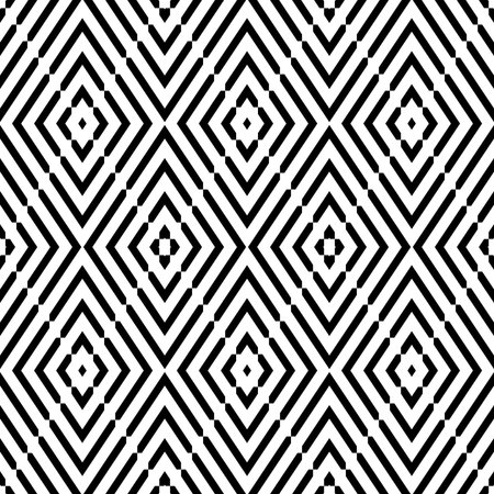 Seamless Geometric Diamonds Black and White Pattern. Vector Art.のイラスト素材