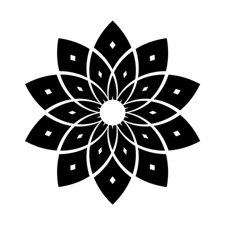 Abstract Flower Icon. Decorative Radial Circle Design Element. Vector Art.のイラスト素材